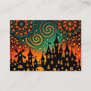 Carte De Visite Château Silhouette Nuit Mystique