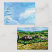 CARTE DE VISITE CHÂTEAUX EN CHIANTI PAYSAGE, CHAMPS DE FLEURS JAUN (Devant / Derrière)