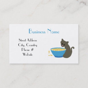 Carte De Visite Chaton avec une assiette de nourriture bleue