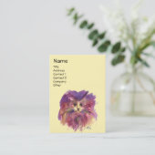 CARTE DE VISITE CHATON JAUNE VIOLET, PORTRAIT DE CHAT (Debout devant)