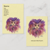 CARTE DE VISITE CHATON JAUNE VIOLET, PORTRAIT DE CHAT (Devant / Derrière)