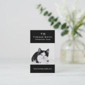 Carte De Visite Chaton noir et blanc (Debout devant)