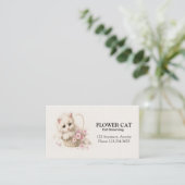 Carte De Visite Chaton Panier Fleurissant (Debout devant)