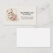 Carte De Visite Chaton Panier Fleurissant (Devant / Derrière)