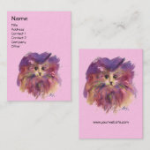 CARTE DE VISITE CHATON ROSE VIOLET,PORTRAIT DE CHAT (Devant / Derrière)