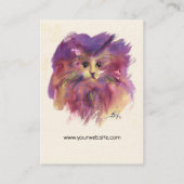 Carte De Visite CHATON VIOLET, PORTRAIT DE CHAT, Blanc Crème (Dos)