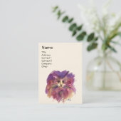 Carte De Visite CHATON VIOLET, PORTRAIT DE CHAT, Blanc Crème (Debout devant)