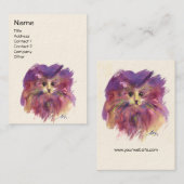 Carte De Visite CHATON VIOLET, PORTRAIT DE CHAT, Blanc Crème (Devant / Derrière)