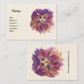 Carte De Visite CHATON VIOLET, PORTRAIT DE CHAT, Blanc Crème (Devant / Derrière)