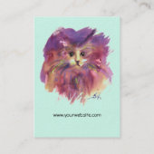 Carte De Visite CHATON VIOLET, PORTRAIT DE CHAT, Vert sarcelle (Dos)