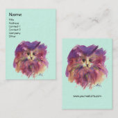Carte De Visite CHATON VIOLET, PORTRAIT DE CHAT, Vert sarcelle (Devant / Derrière)
