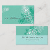 Carte De Visite Chatouillez-moi !  Plume de paon de menthe de vert (Devant / Derrière)