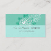 Carte De Visite Chatouillez-moi !  Plume de paon de menthe de vert (Dos)