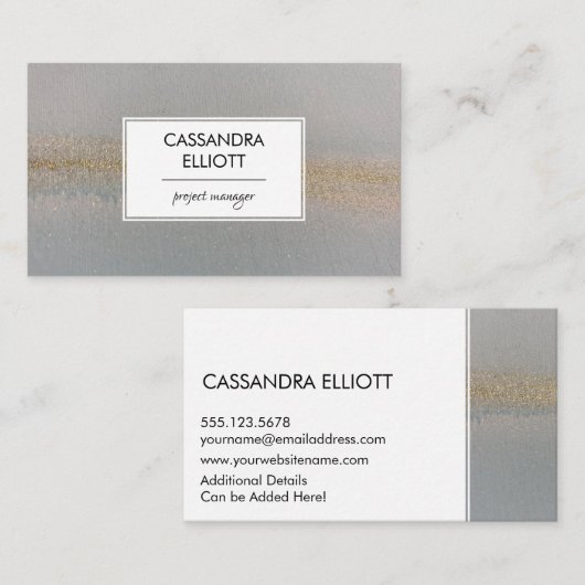 Carte De Visite Chatoyant Or Pale Bleu Encre D'Alcool Liquide Art (Devant / Derrière)