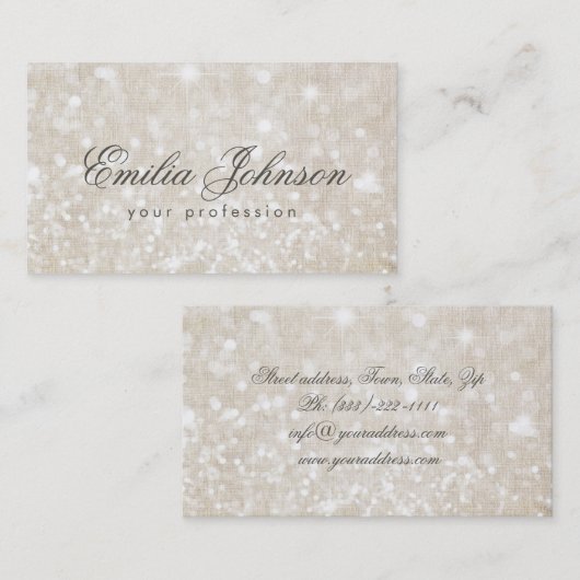 Carte de visite chatoyant simple en lin clair (Devant / Derrière)