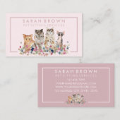 Carte De Visite Chats-cadres à la bordure rose (Devant / Derrière)