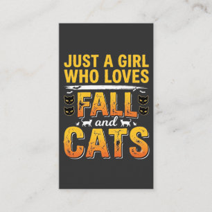 Carte De Visite Chats d'automne Fille Design Halloween_1