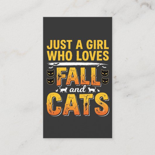Carte De Visite Chats d'automne Fille Design Halloween_1 (Devant)
