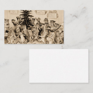 Carte De Visite Chats décorant l'arbre de Noël par Louis Wain