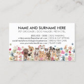 Carte De Visite Chats et chiens floraux blancs illustrés (Dos)