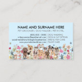 Carte De Visite Chats et Chiens Floraux bleus illustrés (Dos)