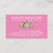 Carte De Visite Chats Floraux Rose Chiens Groomer (Dos)