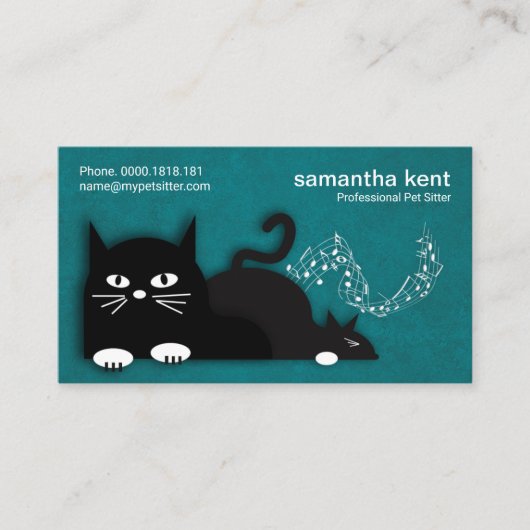 Carte De Visite Chats mignons pourris Élégant Cyan Grunge Pet Sitt (Devant)