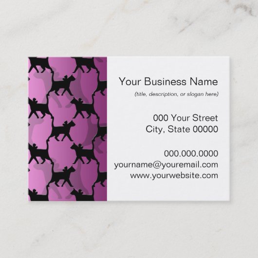 Carte De Visite Chats noirs sur rose (Devant)