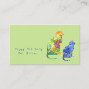 Carte De Visite Chats Pet Fleurs de Sitter Vert