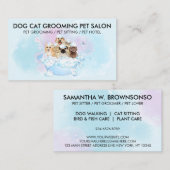 Carte De Visite Chats Rose Bleu Chiens Douche Animaux de compagnie (Devant / Derrière)