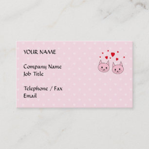 Carte De Visite Chats roses avec des coeurs d'amour