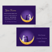 Carte De Visite Chats sur la lune (Devant / Derrière)