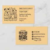 Carte De Visite Chatte de chat Jaune chatte mignon Code QR (Devant / Derrière)