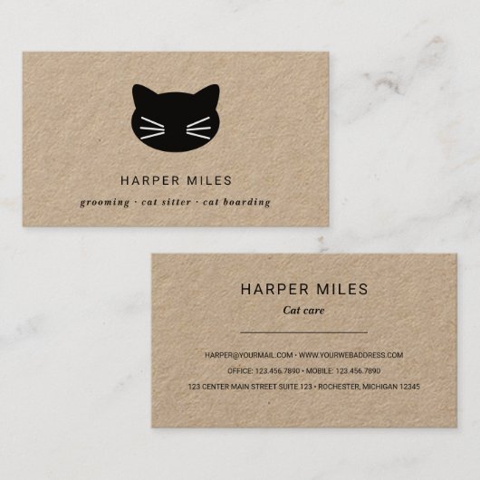 Carte De Visite Chatte de chat rustique (Devant / Derrière)