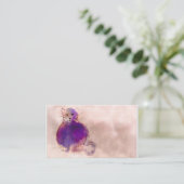 Carte De Visite chatte violet aquarelle design fantaisie artistiqu (Debout devant)