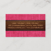 Carte De Visite Chaud rose Burlap Linge Rustique Jute Look cuir (Dos)