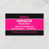 Carte De Visite Chaud rose et noir Simple Trainer personnel modern (Dos)