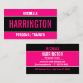 Carte De Visite Chaud rose et noir Simple Trainer personnel modern (Devant / Derrière)
