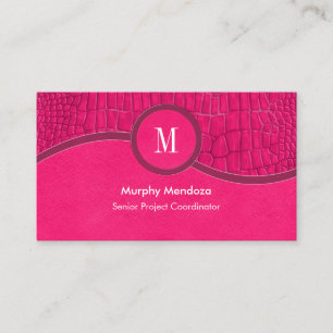 Carte De Visite Chaud rose Faux Cuir Alligator Peau Chic Monogramm