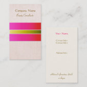 Carte De Visite Chaud rose Girly et Feminine Beauty Consultant (Devant / Derrière)