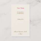 Carte De Visite Chaud rose Girly et Feminine Beauty Consultant (Dos)