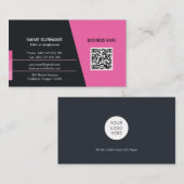 Carte De Visite Chaud rose moderne code qr logo réseau tendance (Devant / Derrière)