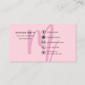 Carte De Visite Chaud rose moderne Script Girl Monogramme Nom (Dos)