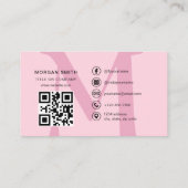 Carte De Visite Chaud rose QR Code Script Girl Monogramme Nom (Dos)