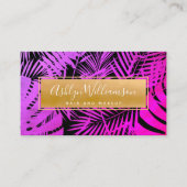 Carte De Visite Chaud rose violet or tropical palme script moderne (Devant)