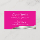 Carte De Visite Chaud rose Wavy Argent Décor Classé et élégant (Dos)