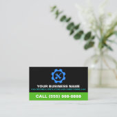 Carte De Visite Chauffage Climatisation | Logo sur fond noir (Debout devant)