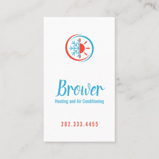 Carte De Visite Chauffage & Climatisation, Refroidissement, Répara (Devant)