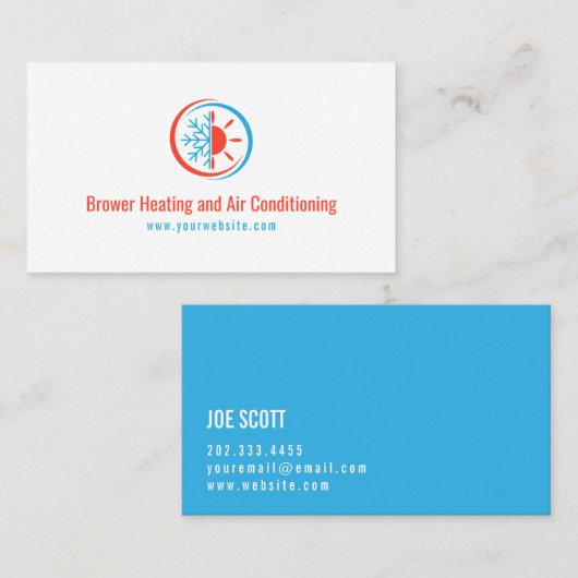 Carte De Visite Chauffage & Climatisation, Refroidissement, Répara (Devant / Derrière)