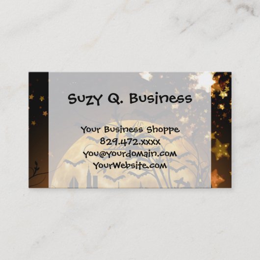 Carte De Visite Chauffage de sorcière volante de chauves-souris lu (Devant)